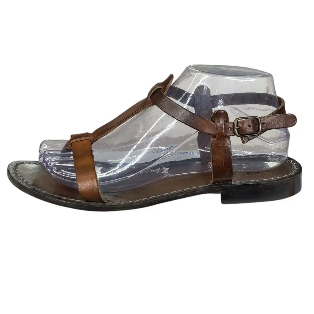 IL Bisonte Women’s Brown Leather Slingback Sandals Size 39 US 7.5 - Picture 3 of 12